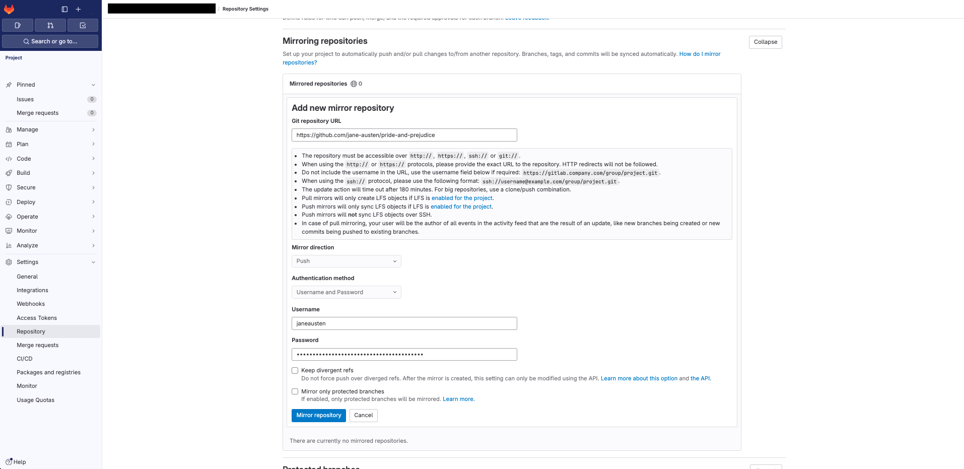 GitLab Repository Mirroring