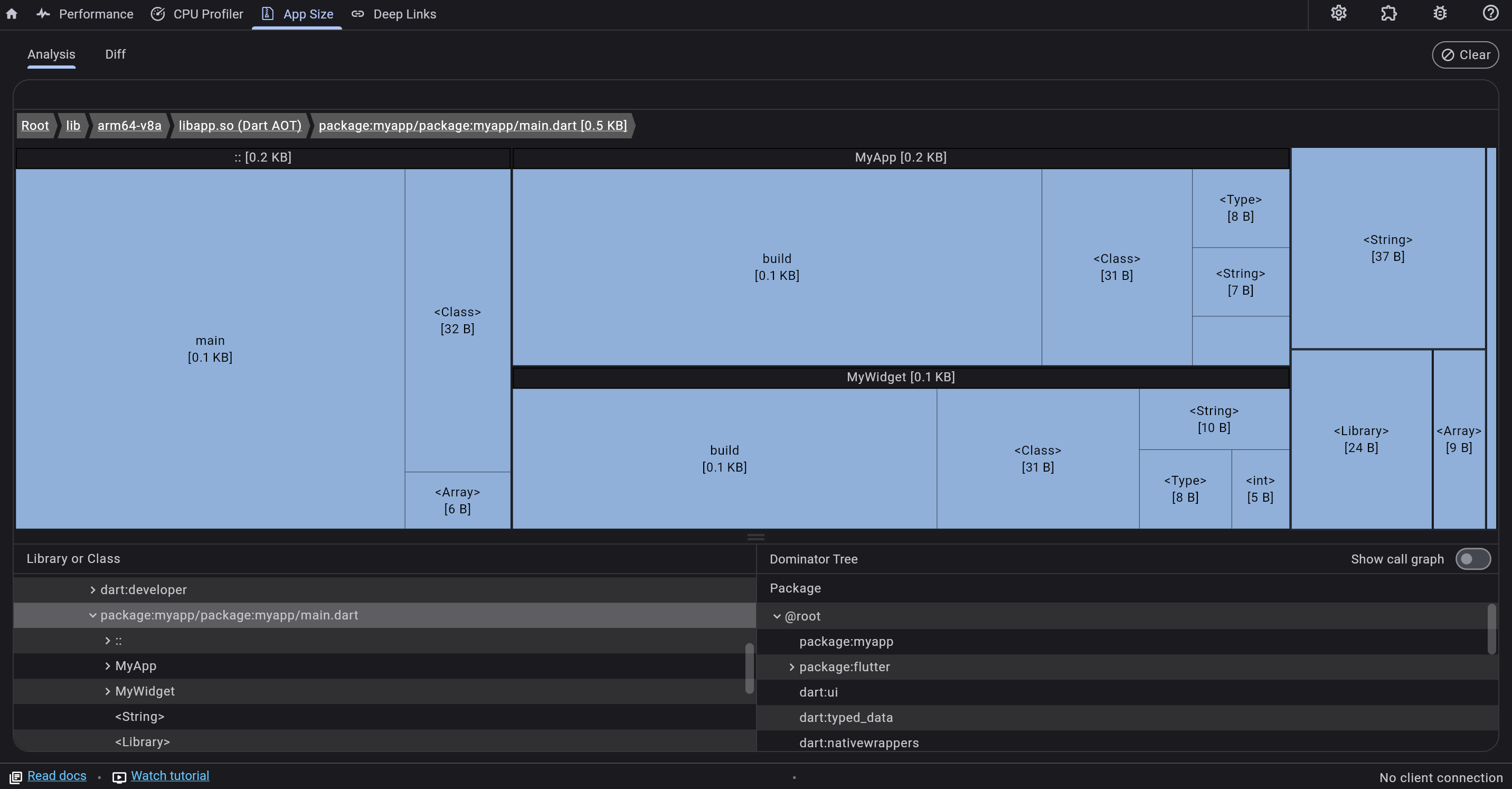 Dart DevTools - App Size