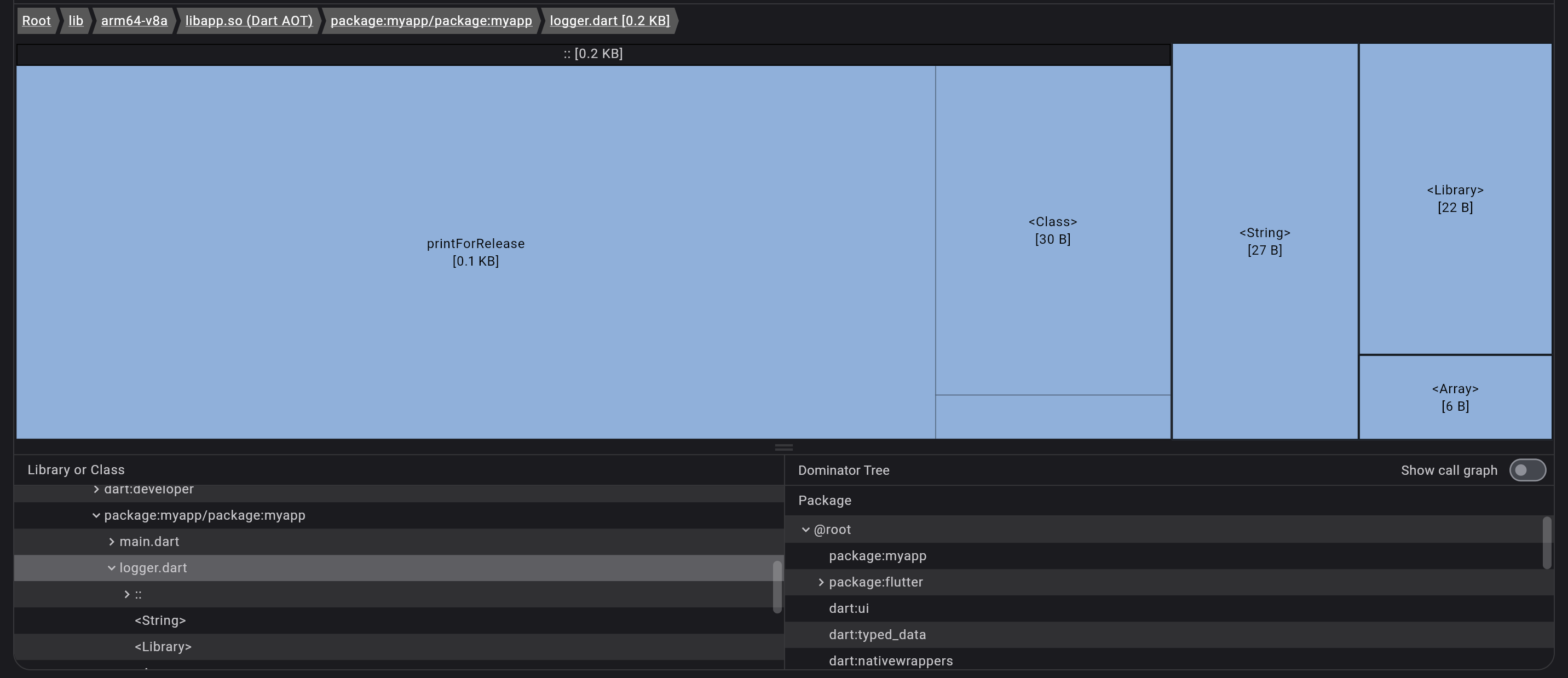 Dart DevTools - App Size