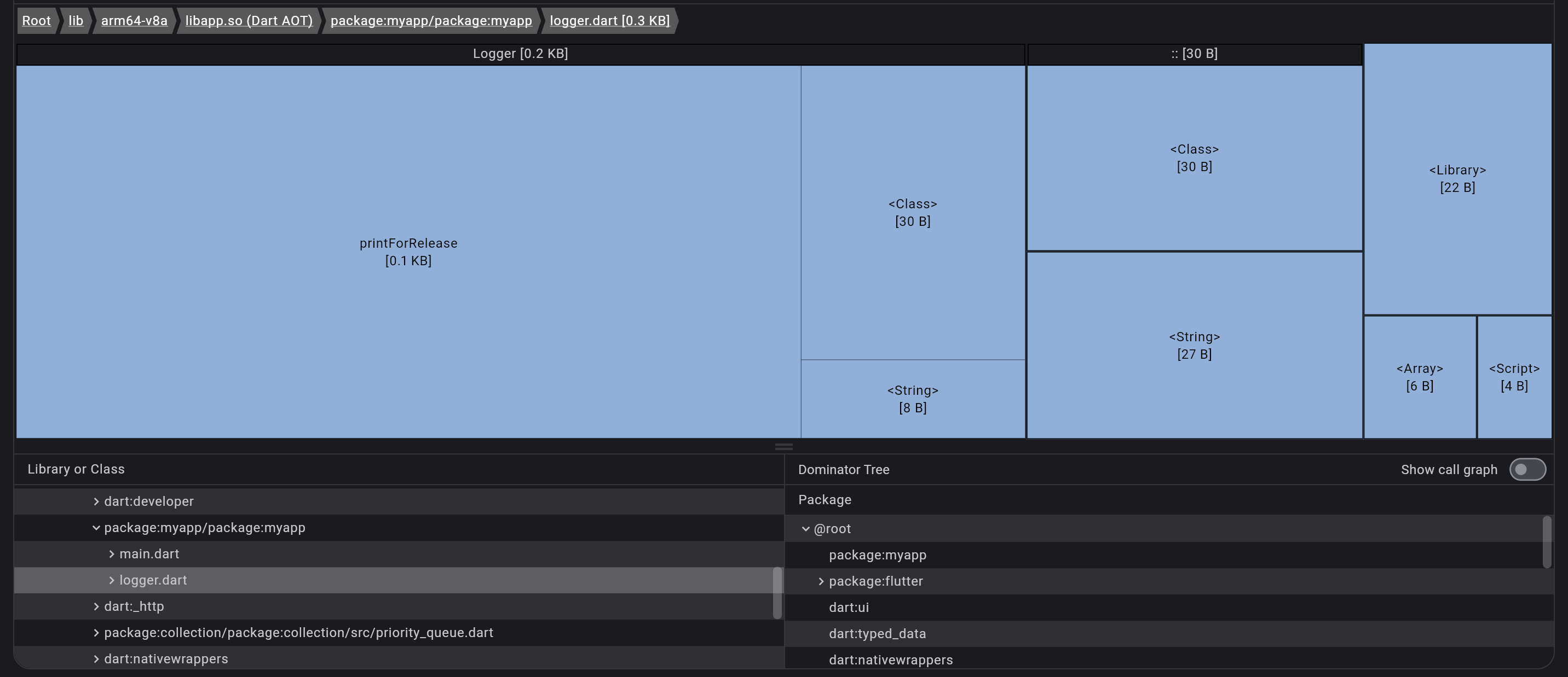 Dart DevTools - App Size